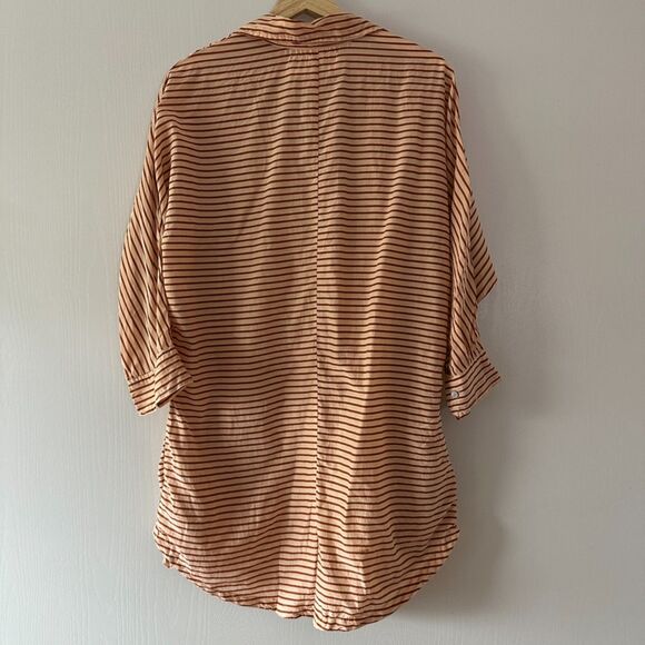 Acacia‎ Swimwear Womens Striped Button Down Silk Cotton Romper Coverup Large - Picture 7 of 8